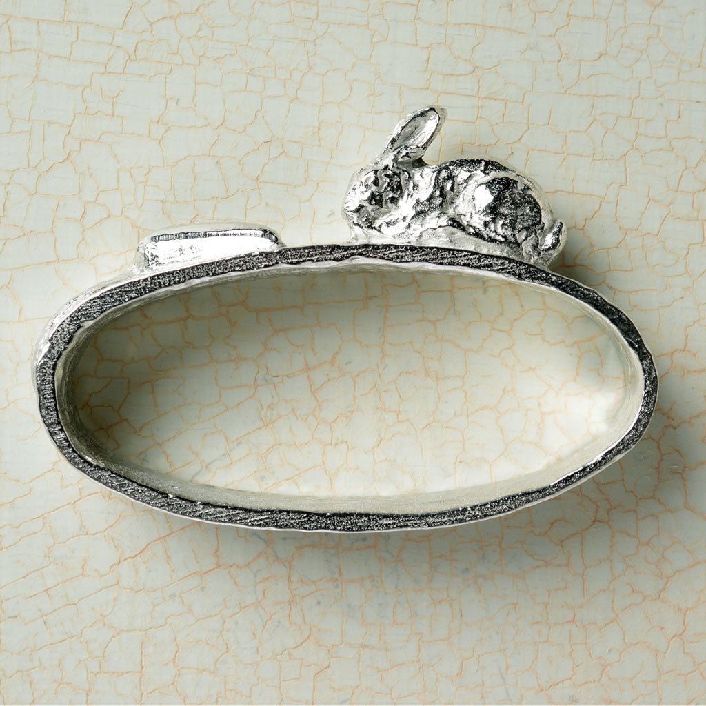 Rabbit napkin ring pewter rabbit serviette ring