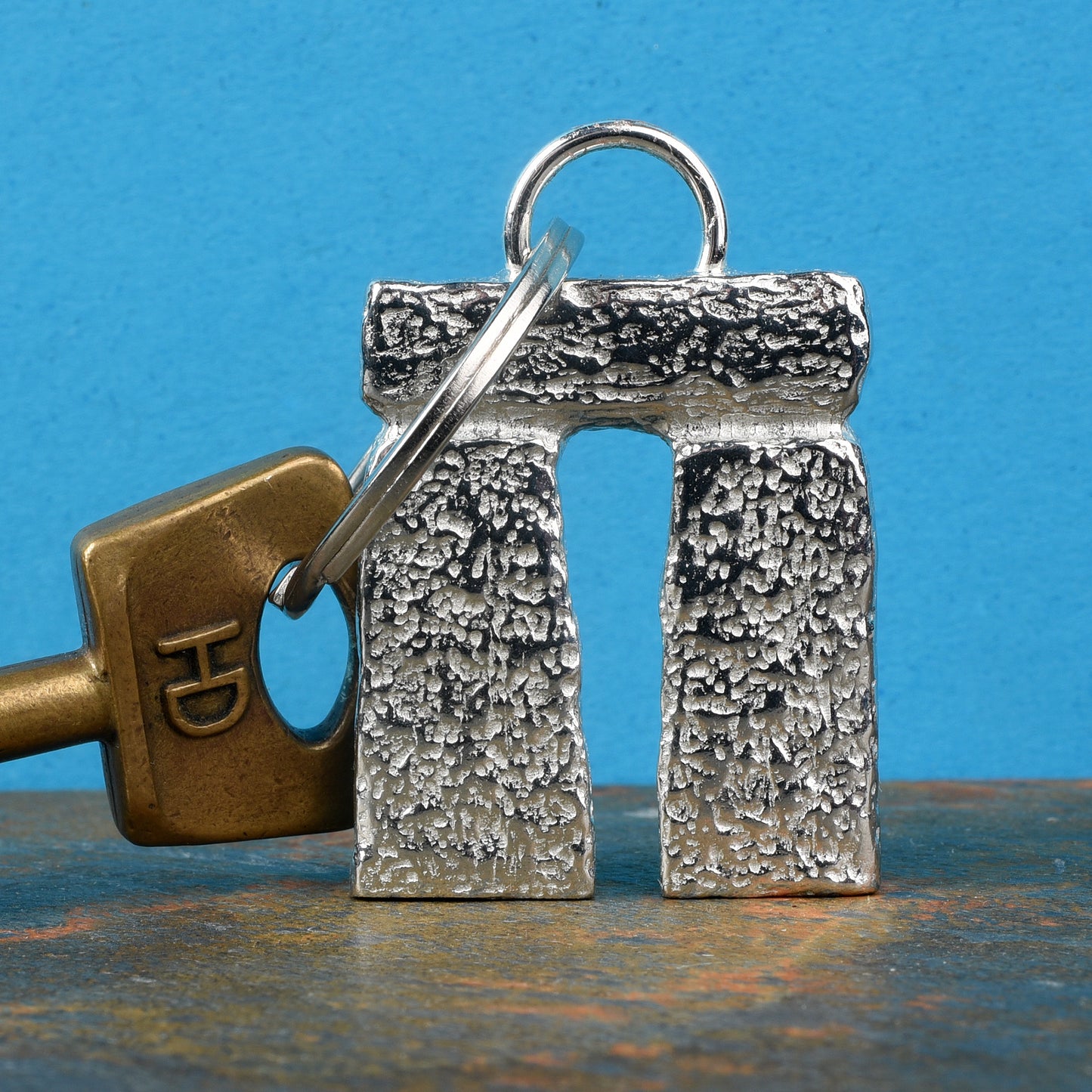 Stonehenge shaped pewter keyring by Glover and Smith.