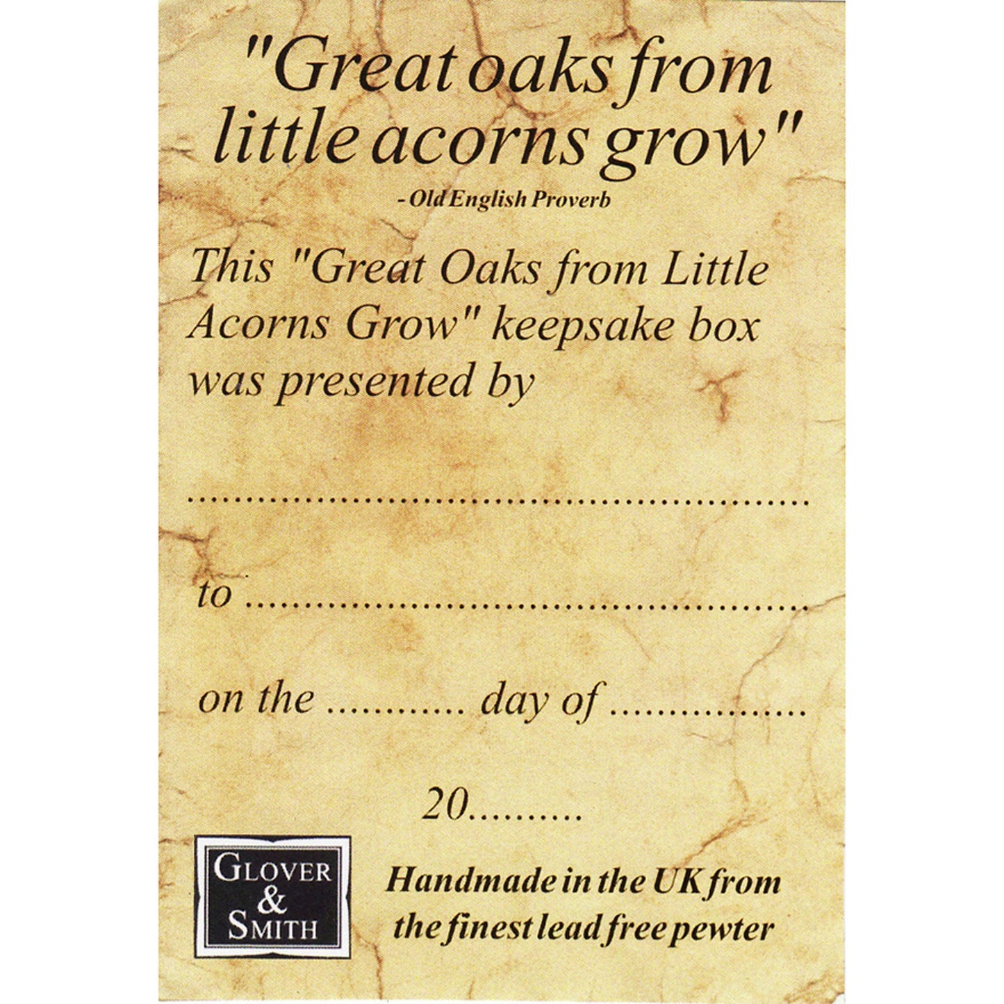 Christening Gifts Oak Leaf And Acorn Personalised Engraved Pewter Box