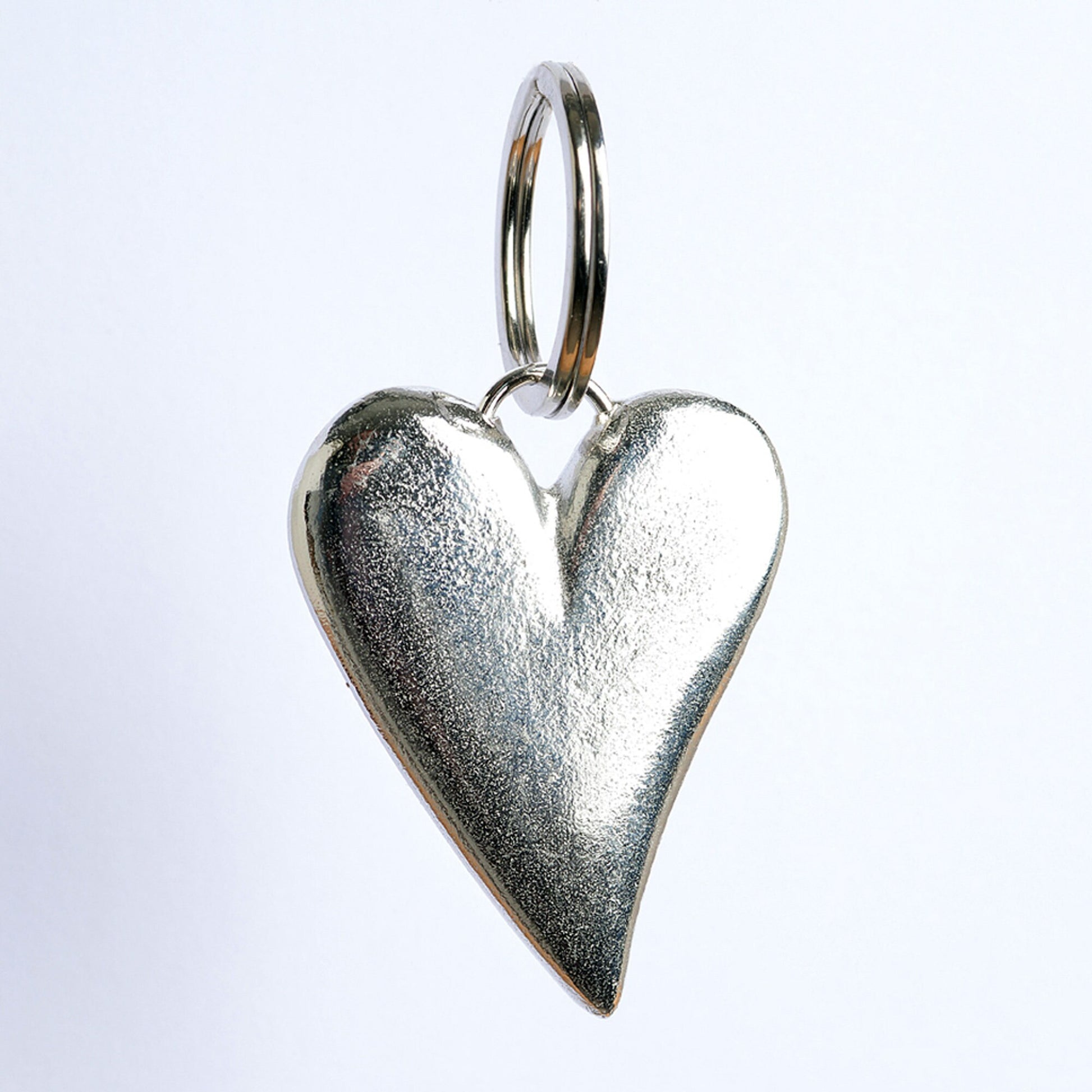 A solid pewter heart shaped keyring on a quality stainless steel ring. Love tokens, new home gifts, useful gifts, gifts for lovers, heart gifts, housewarming gifts, 10th tin ten year wedding anniversary gifts, small wedding gifts handmade in the UK