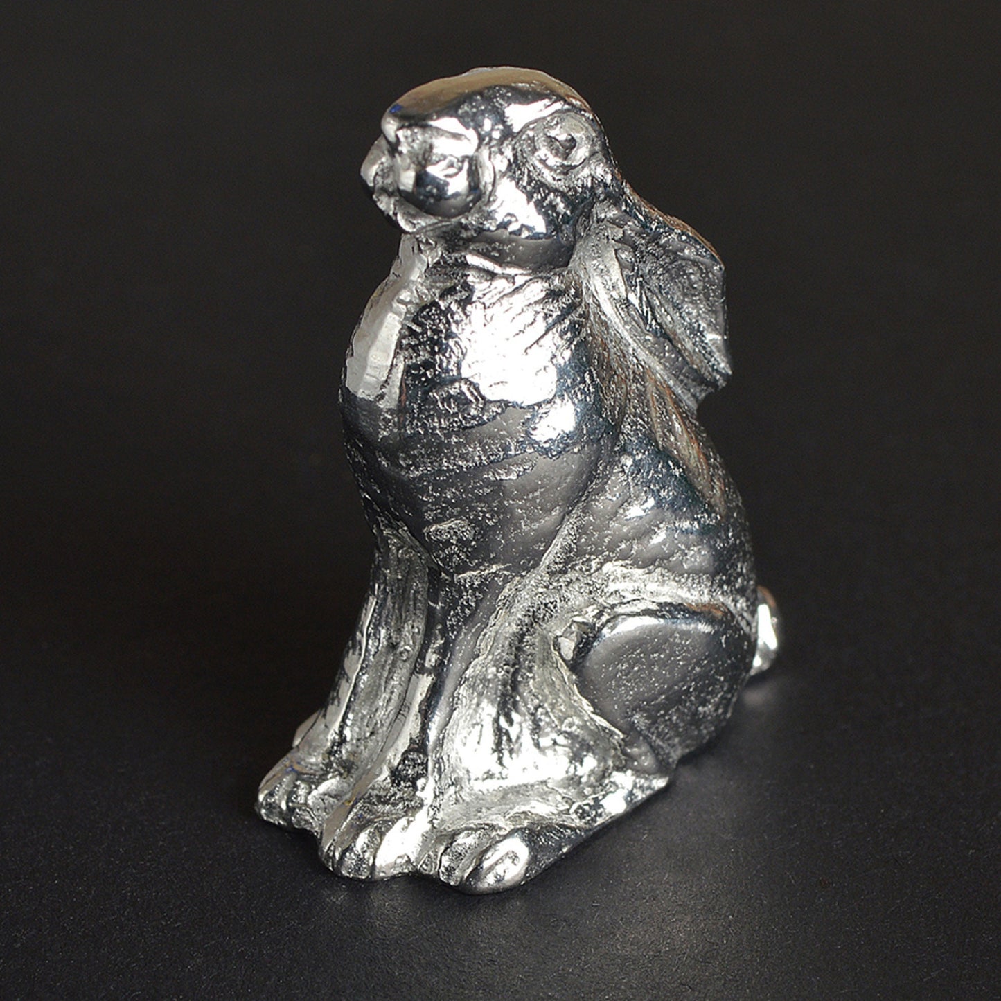 A moon gazing hare little sculpture. Solid pewter Lucky Hare. Hare gifts, gifts for hare lovers, moongazing hare gifts. Pop him or her in your pocket when you need a bit of good luck or give it to somebody who needs a bit of good fortune