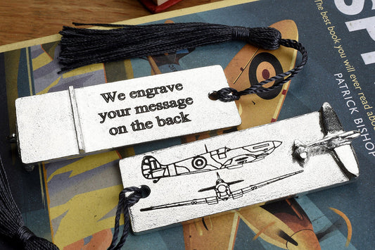 Personalised pewter Spitfire bookmark — Father's Day gift by Glover and Smith
