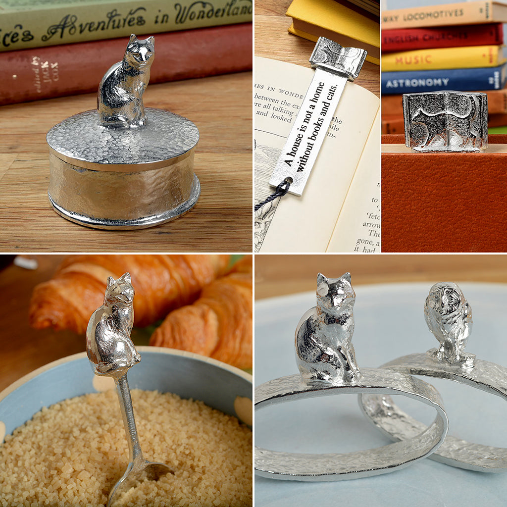 Cat gifts collection. Purrfect pewter gifts for cat lovers and cat owners, handmade in the UK