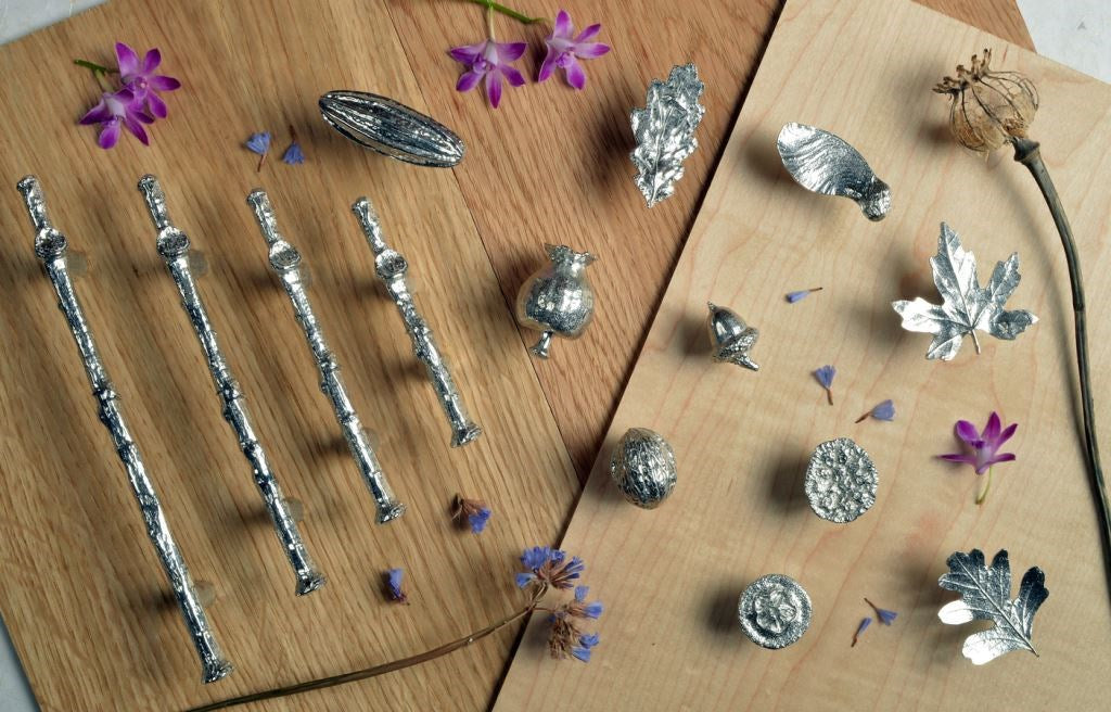 Solid pewter cabinet handles, cupboard knobs, furniture handles or drawer pulls. Organic, unusual handles UK handmade with finesse