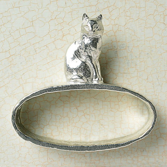 Cat pewter napkin ring, cat serviette ring