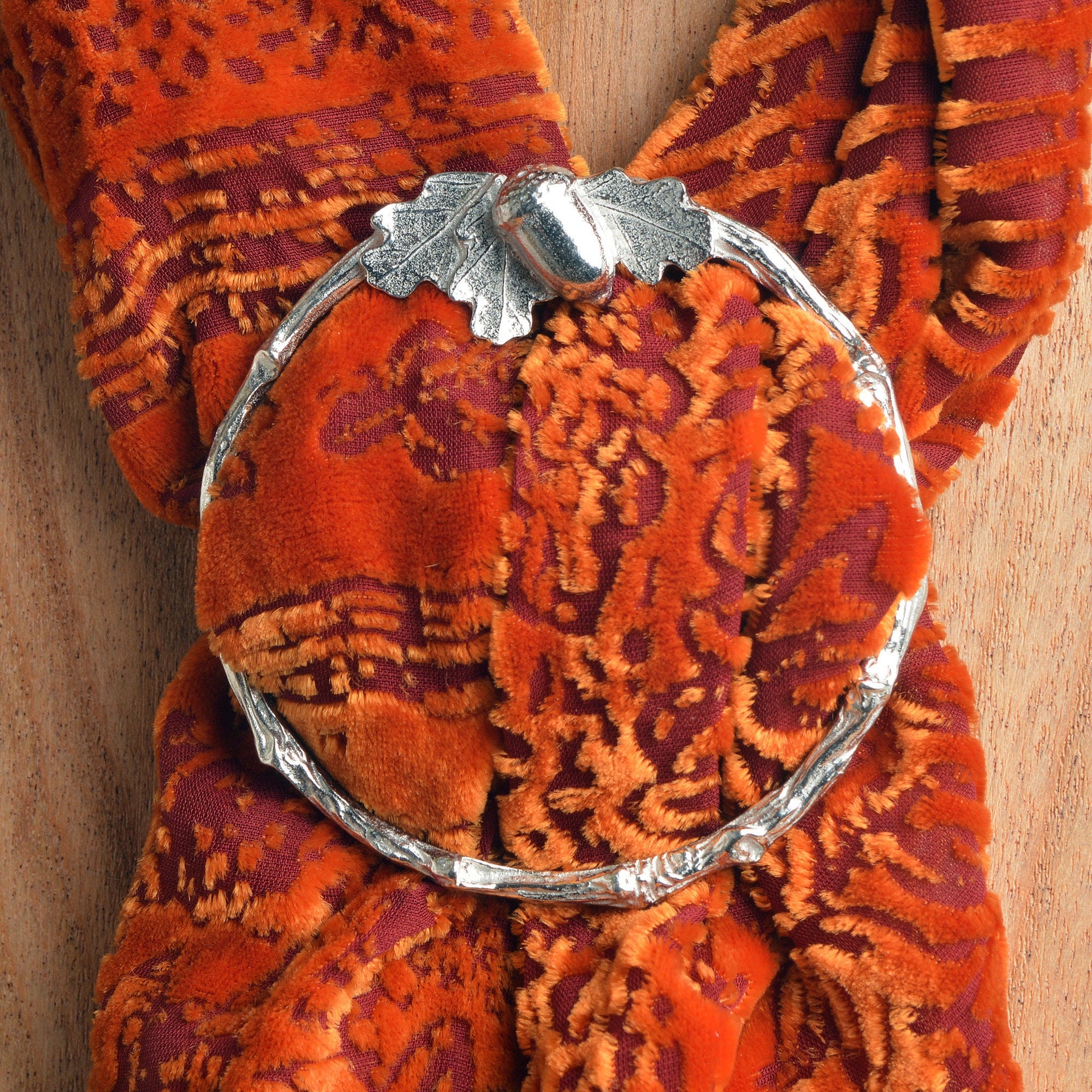 Acorn And Oak Leaf Pewter Scarf Ring | Oak Acorn Gifts