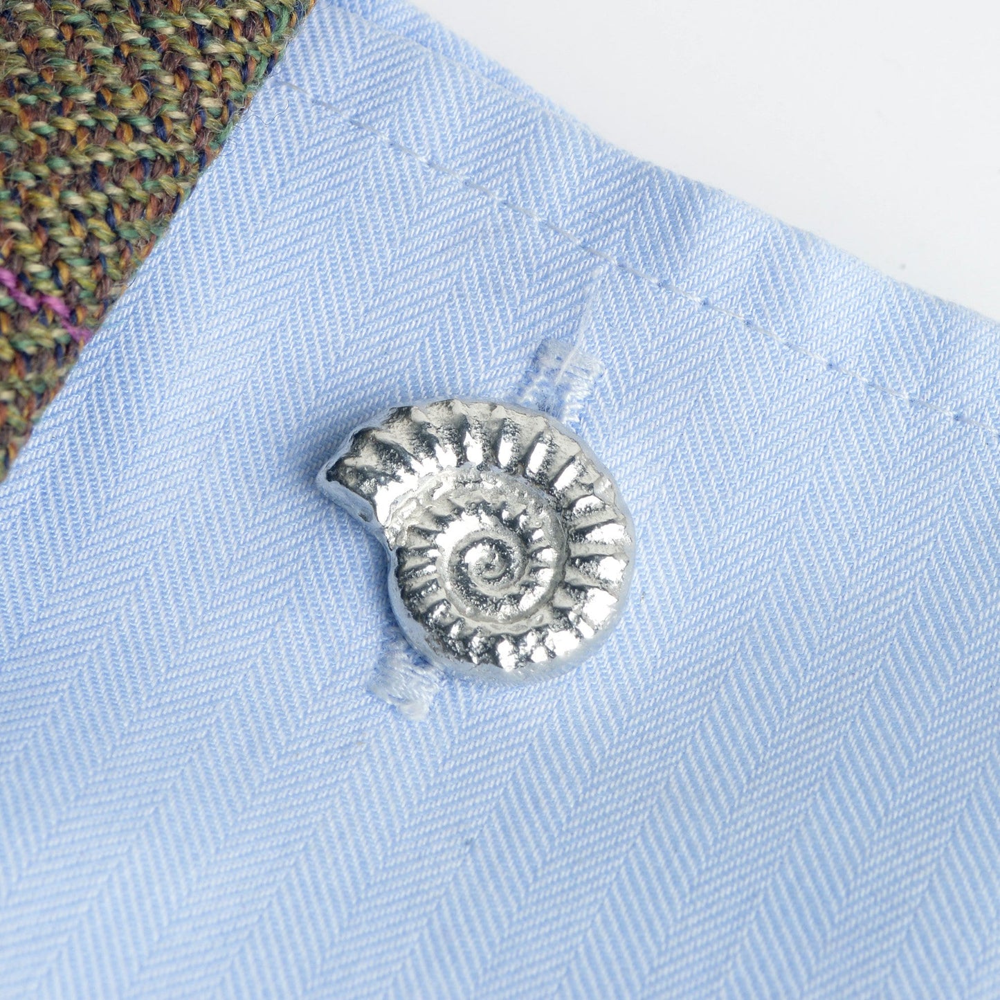 Ammonite fossil cufflinks, geology gifts for men, fossil ammonite gifts, pewter gifts for nature lovers. Dorset gifts. The perfect 10th ten year wedding anniversary gift, tin anniversary gifts (Our pewter is 95% tin) and a great gift for Father's day.