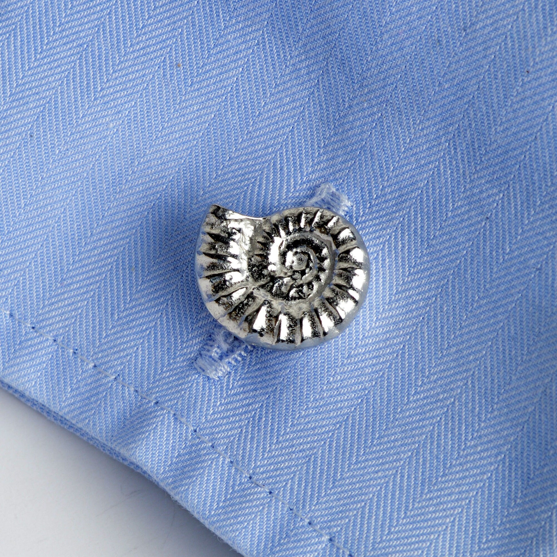 Ammonite fossil cufflinks, geology gifts for men, fossil ammonite gifts, pewter gifts for nature lovers. Dorset gifts. The perfect 10th ten year wedding anniversary gift, tin anniversary gifts (Our pewter is 95% tin) and a great gift for Father's day.