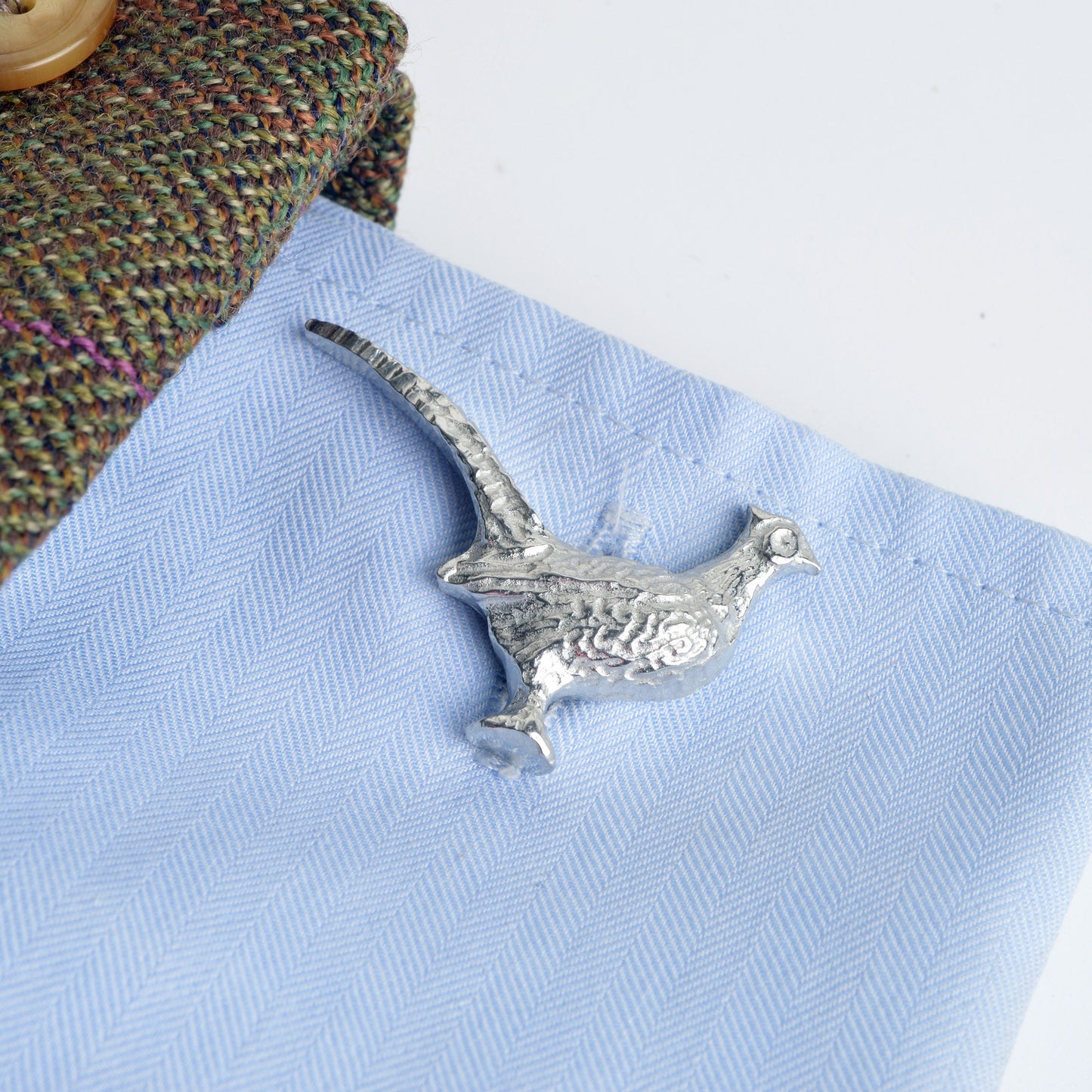 Pheasant cufflinks, pheasant gifts for men, pewter gifts for nature lovers. The perfect 10th ten year wedding anniversary gift, tin anniversary gifts (Our pewter is 95% tin) and a great gift for Father's day.