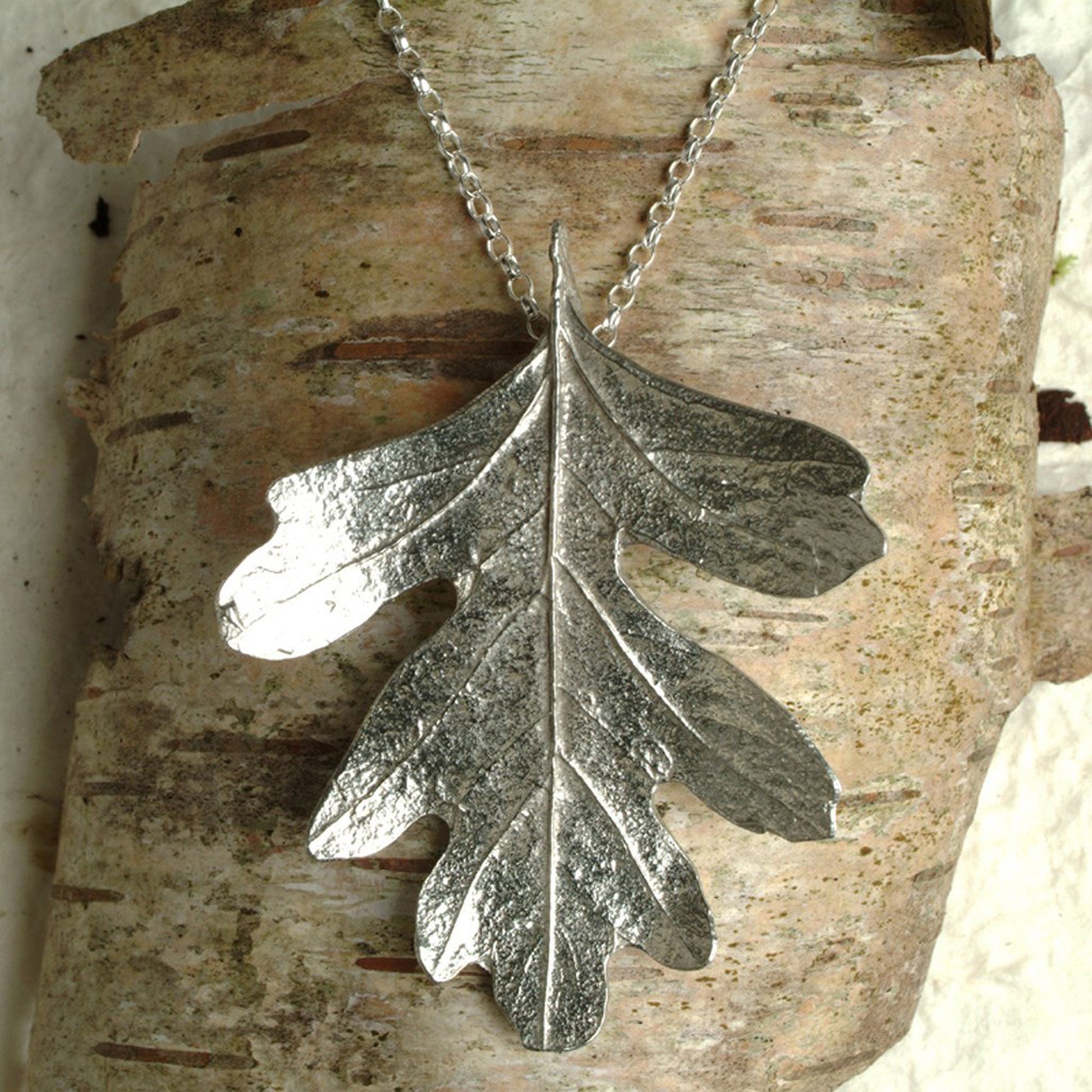 A detailed pewter hawthorn leaf necklace on an 18" Sterling silver chain. Gifts for nature lovers, hawthorn leaf jewellery. Great jewellery gifts for her. The perfect 10th tin 10 year wedding anniversary gift (Our pewter is 95% tin). Made in Britain with love.