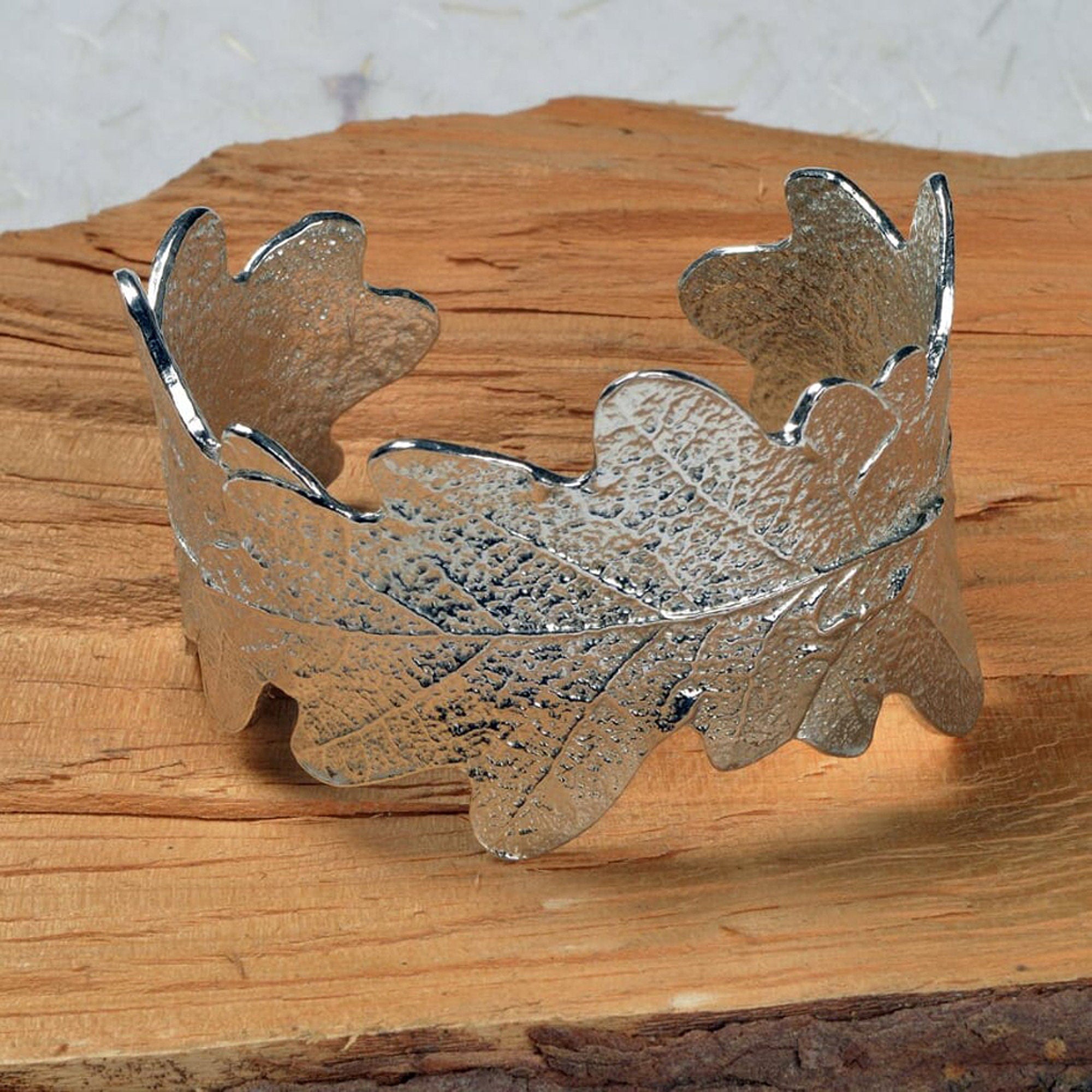 LEAF high quality CUFF - Handforged Pewter Leaf Cuff Bracelet