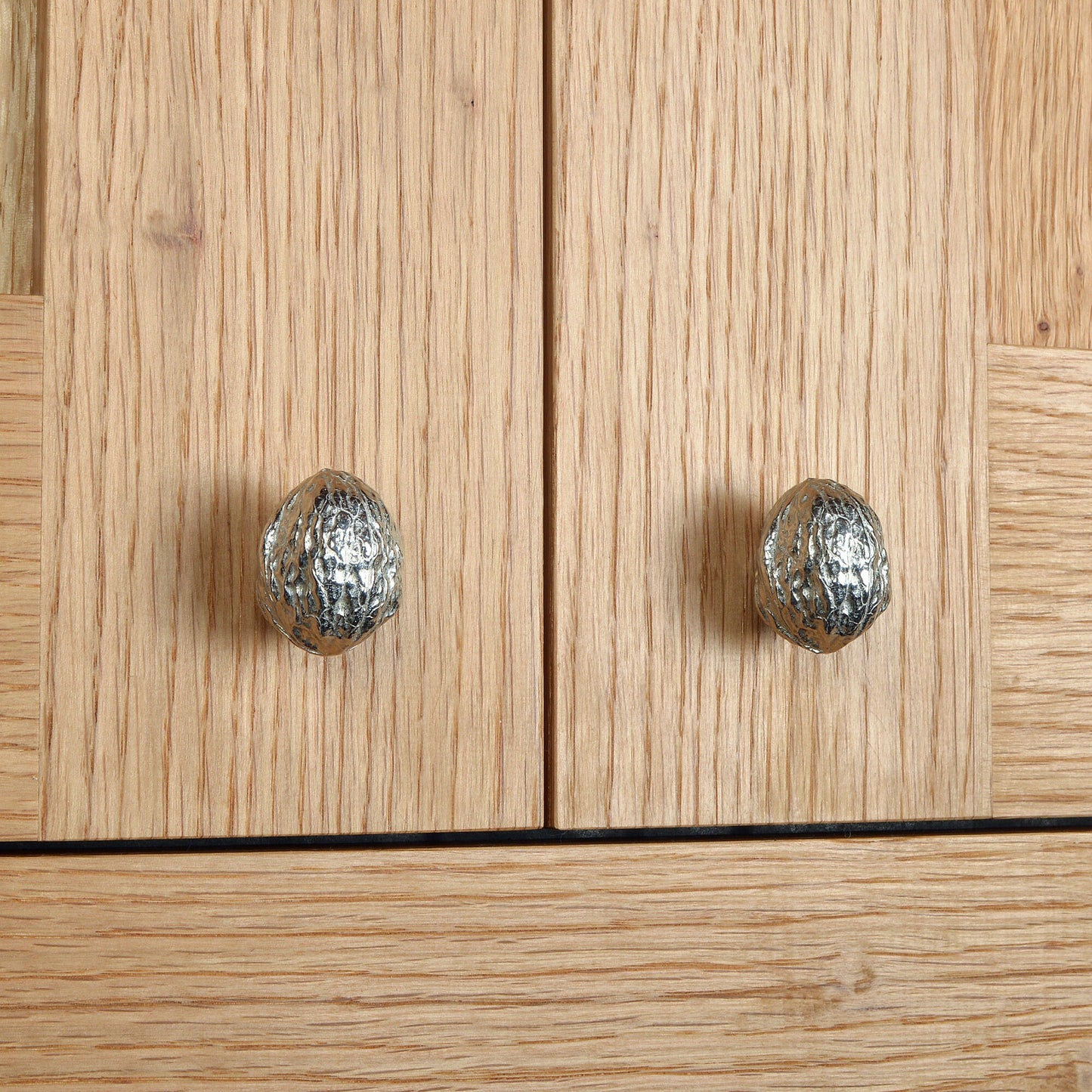 A solid pewter cabinet handle, cupboard knob, furniture handle or drawer pull in the shape of a detailed walnut. Organic, unusual handles UK handmade with finesse