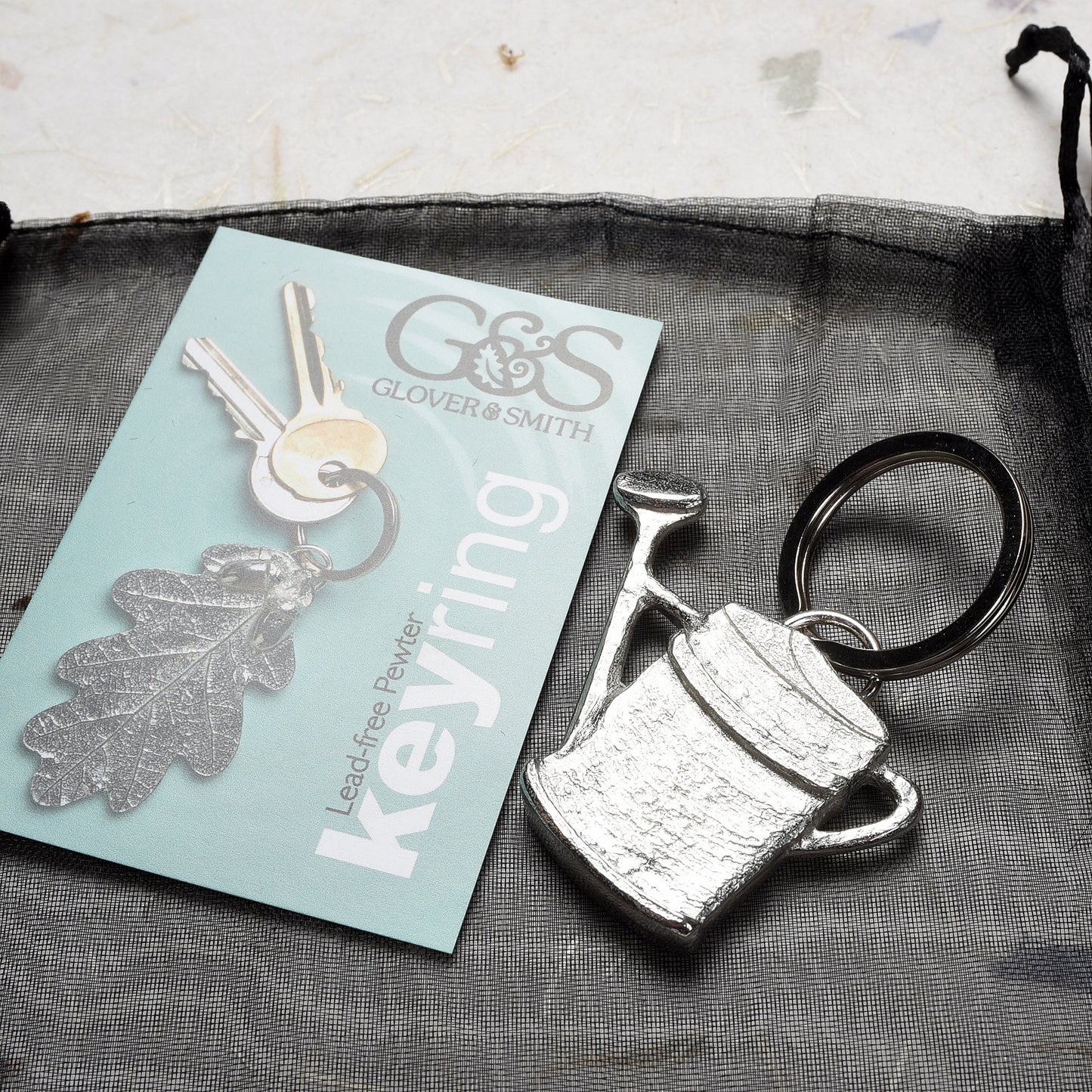 Watering can keyring. Solid pewter watering can keyring on a quality stainless steel ring. Gifts for gardeners, gardeners gifts, useful gifts, housewarming gifts handmade in the UK