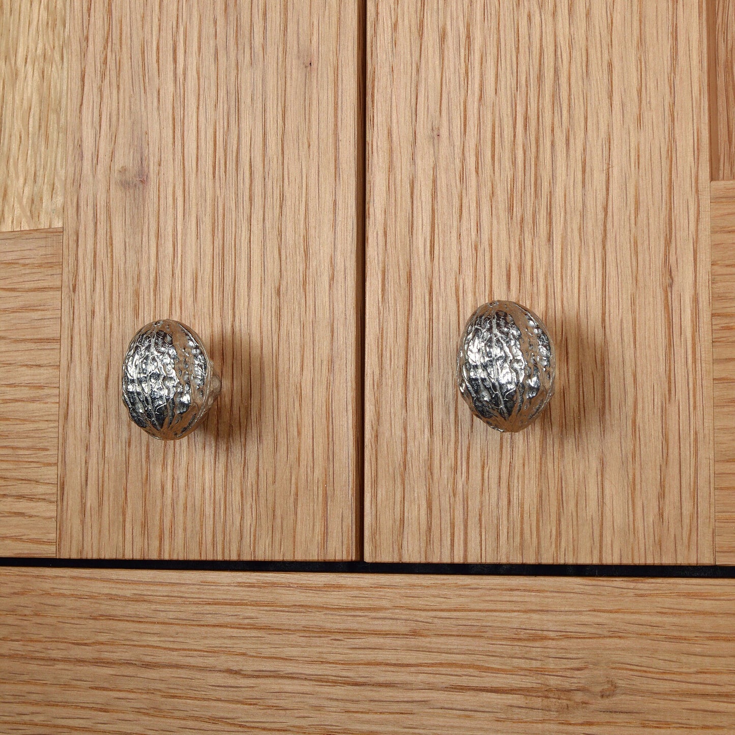 A solid pewter cabinet handle, cupboard knob, furniture handle or drawer pull in the shape of a detailed walnut. Organic, unusual handles UK handmade with finesse