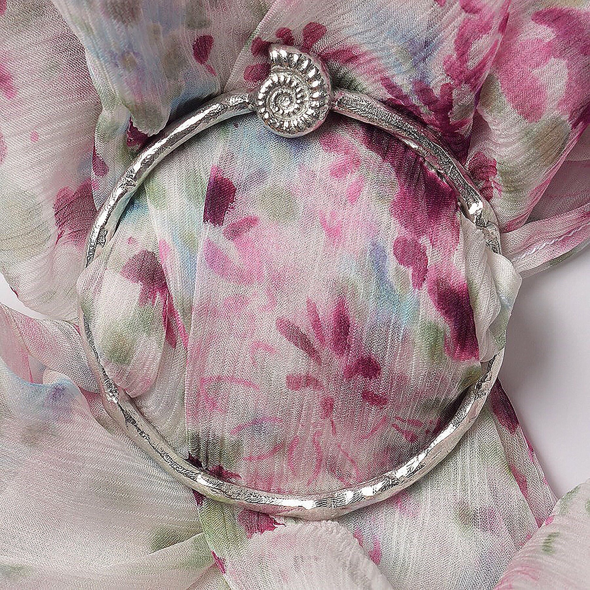 Ammonite scarf ring. A detailed ammonite fossil sits on the top of a coral textured ring on this decorative pewter ring for scarves. It will fit most large velvet, silk, cotton or wool scarves. Geology gifts, Dorset gifts, gifts for geologists, fossil gifts